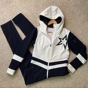 Perfect Moment Ski Suit Womens Large White Star Navy Blue
